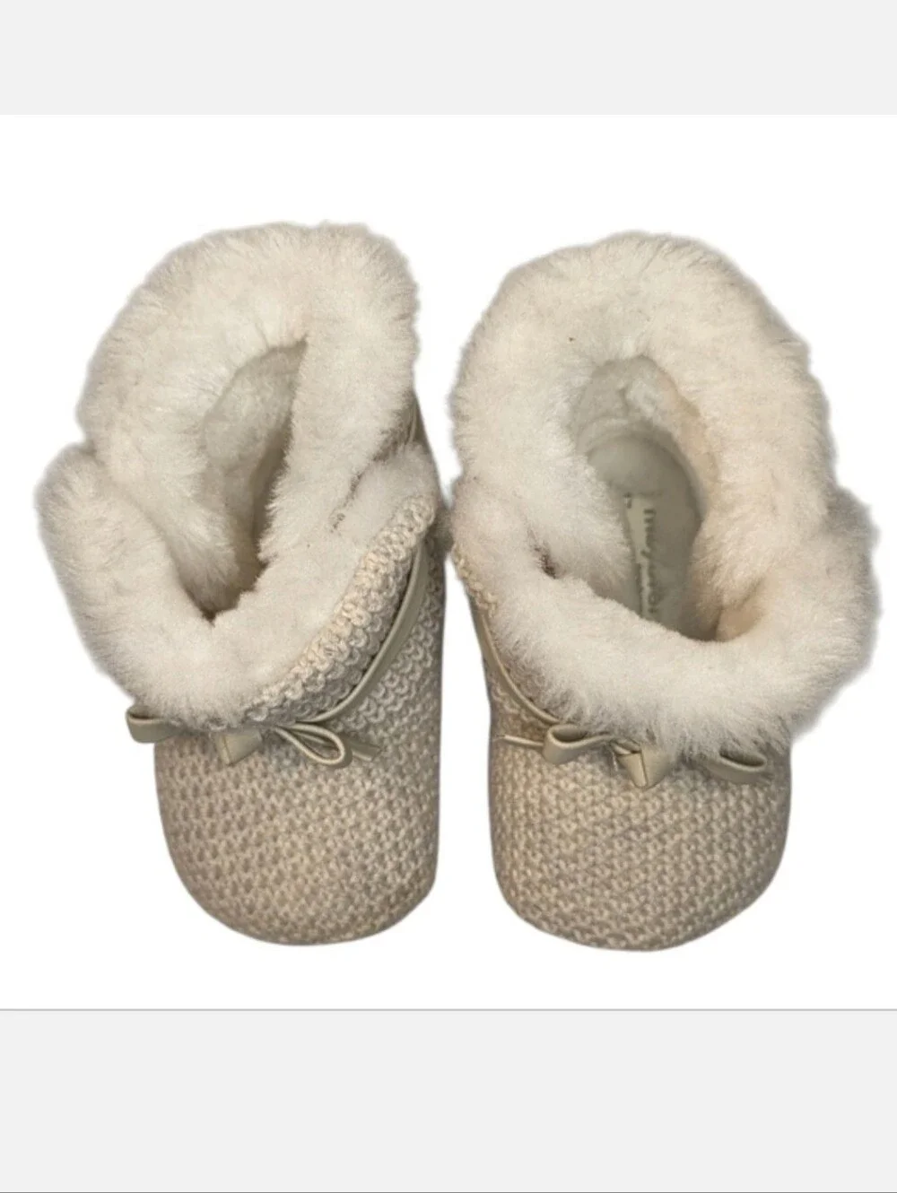 Baby Booties White Faux Fur Knit Kids First Walker Shoes Winter Boots Girls 2